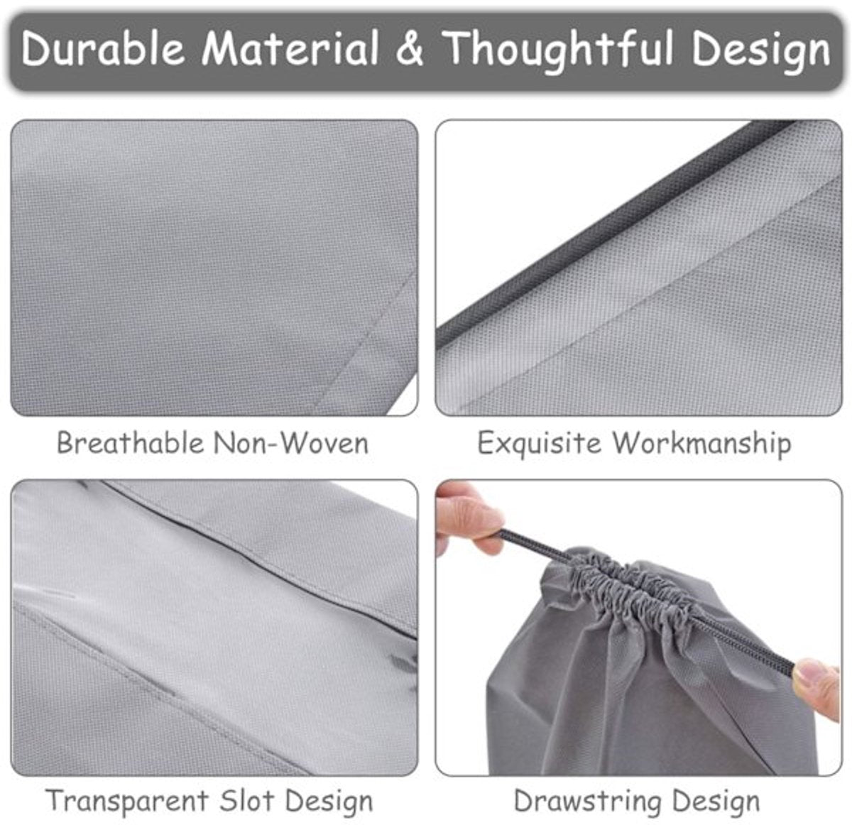 Shoe Travel Bags - Non-Woven Dust Bags - Medium to Large - Portable Drawstring - Space-Saving Shoe Storage Bags Organizer - Pack of 15