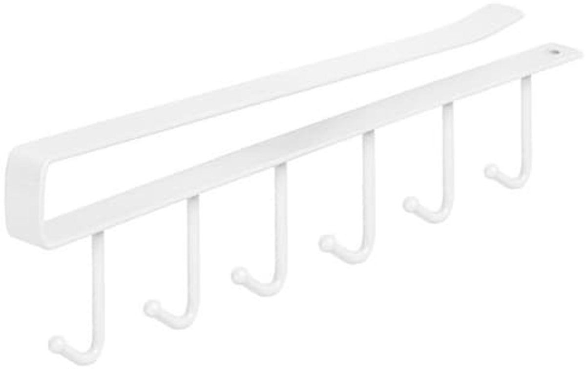 Storage Hooks - Shelf Hanger - White - with 6 hooks