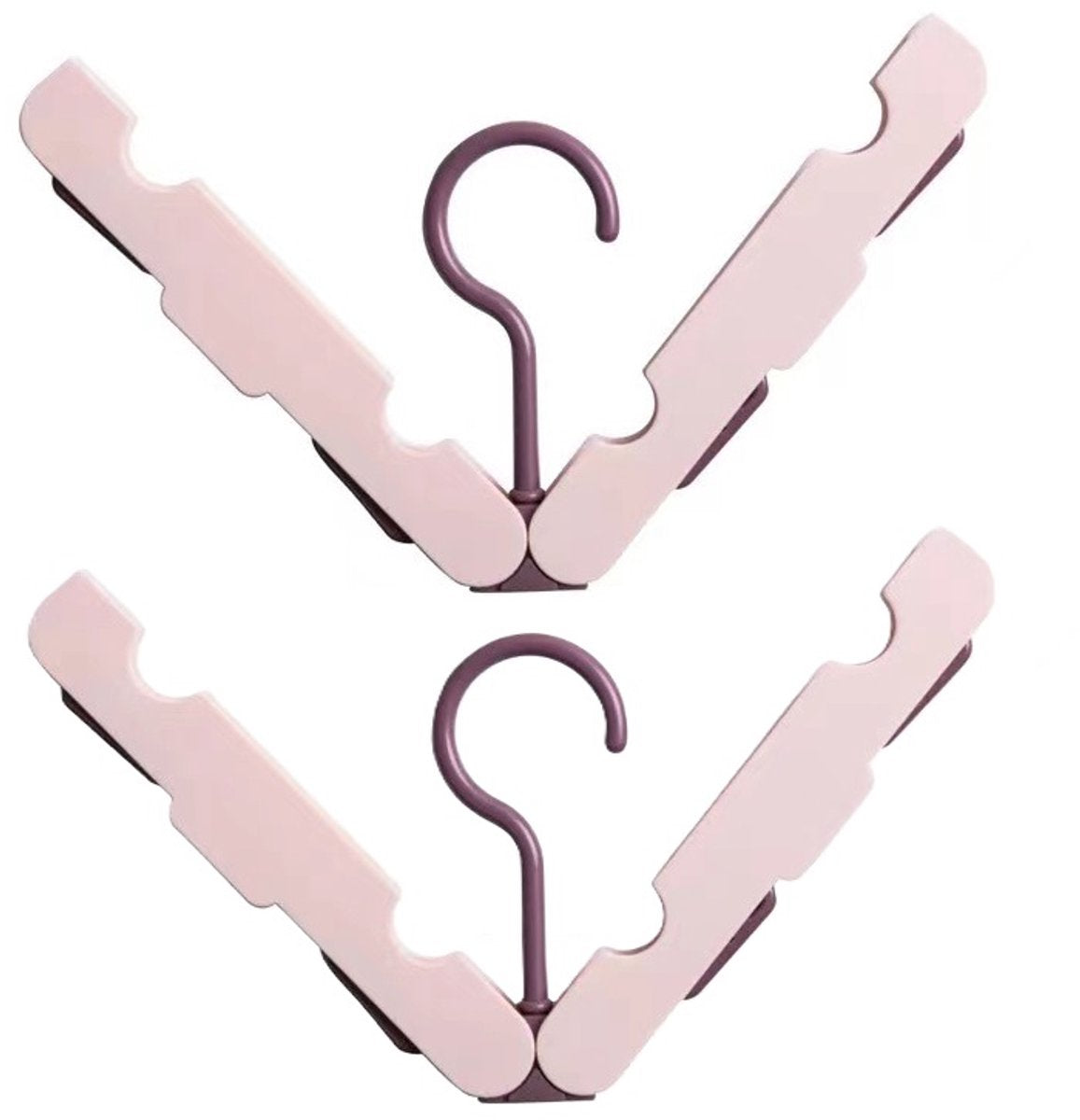 Folding Clothes Rack (Two-Piece Pack) - Hanging Clothes Rack - Portable Folding Hanger with Hook - Ideal for Travel, Campers, Travelers and Small Spaces - Pink