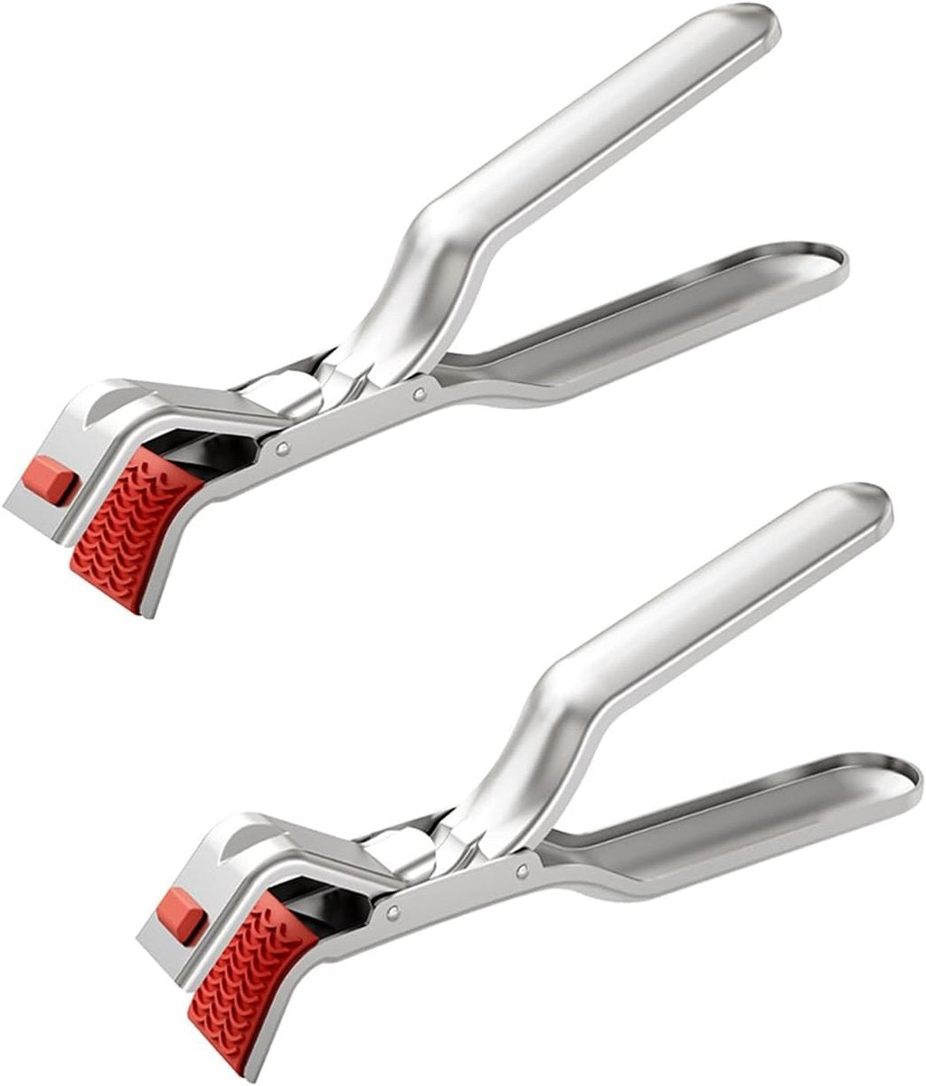 Barbecue Tongs - Anti-Scorch Clamps - Pack of 2 - Stainless Steel Anti-Scorch Clamps - Use to remove hot plates, bowls, pizza pans, etc. with food from microwaves and air fryers.