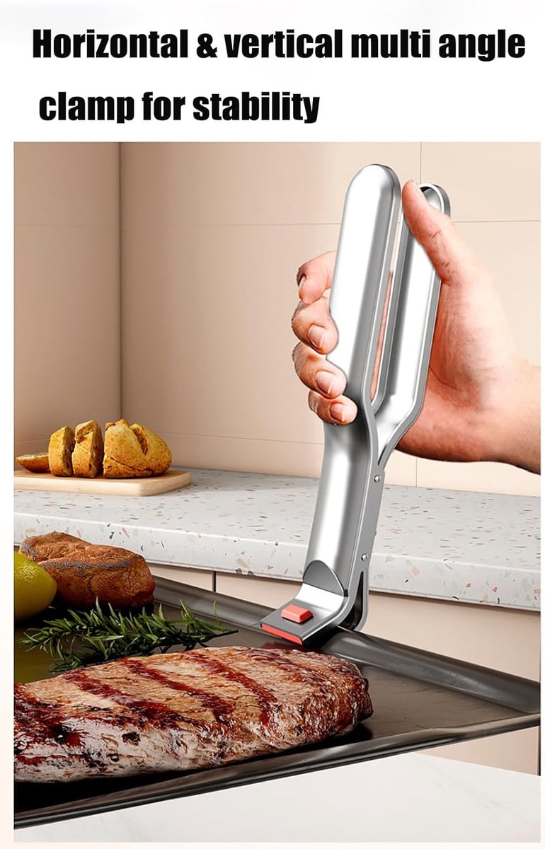 Barbecue Tongs - Anti-Scorch Clamps - Pack of 2 - Stainless Steel Anti-Scorch Clamps - Use to remove hot plates, bowls, pizza pans, etc. with food from microwaves and air fryers.