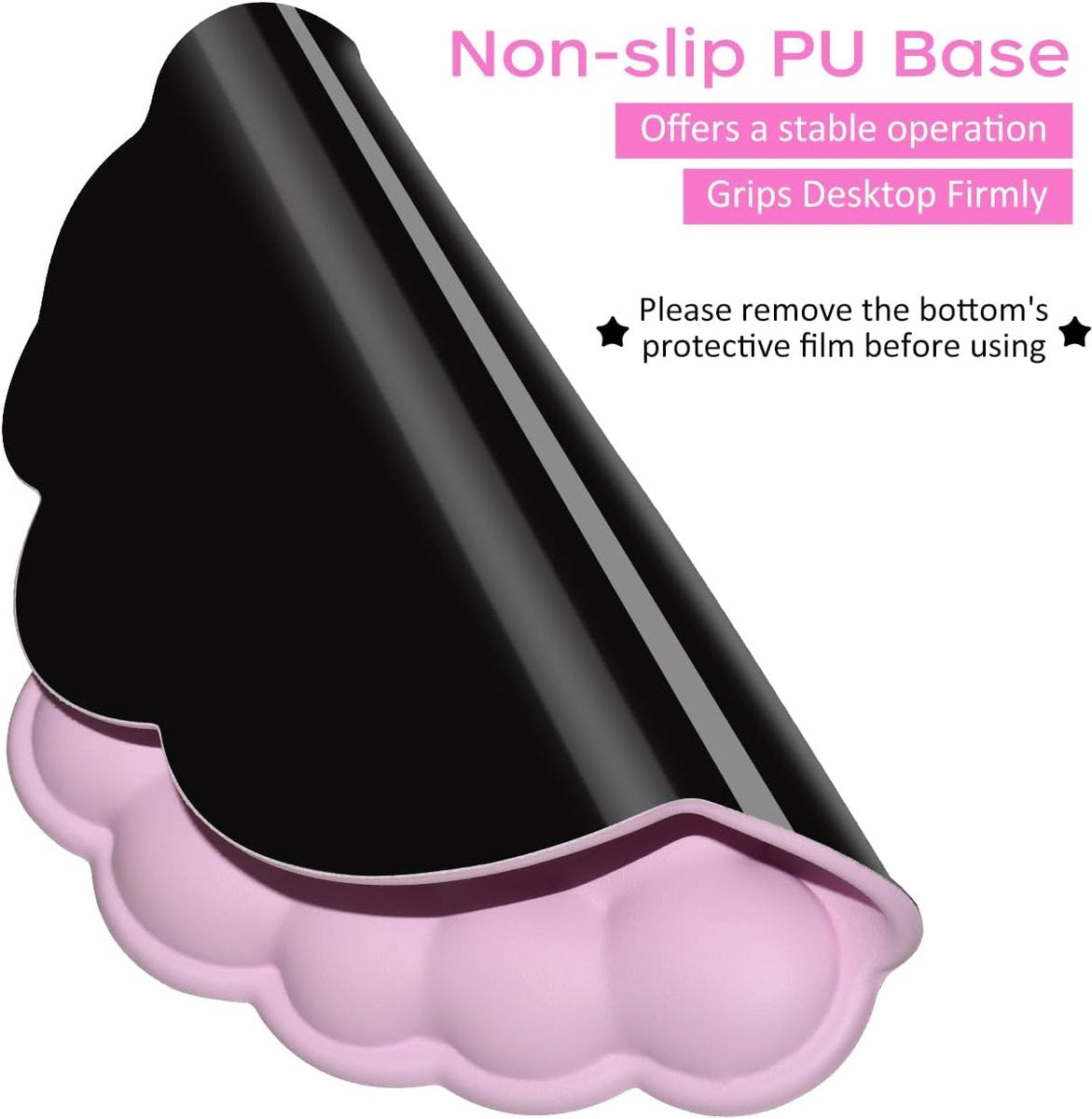 Mouse Pad - Mouse Pad with Wrist Rest - Ergonomic Mouse Pad - Mouse Pad with Leather Surface, Suitable for Computers, Laptops, Office, Home and Travel, with Non-Slip Bottom - Pink