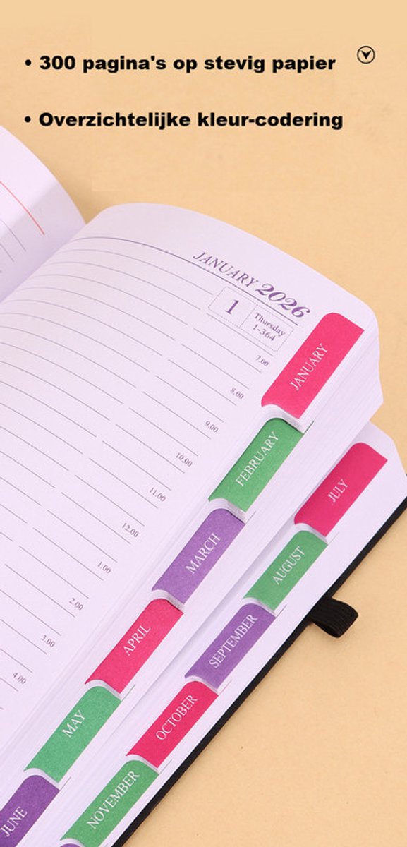 2026 Daily Planner – 2026 Adult Agenda – 1 Day on 1 Page – 365 Day Planner & Notebook – 14.0*20.8cm – Red