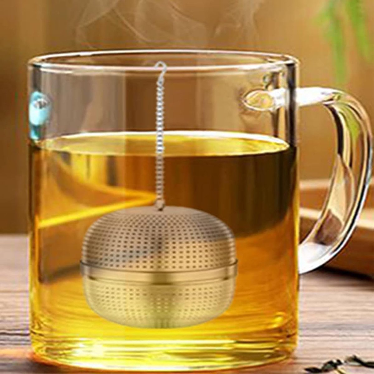 Tea strainer made of stainless steel - Tea filter - Tea strainer made of stainless steel 304 - with chain - Suitable for teacups / teapots / kettles