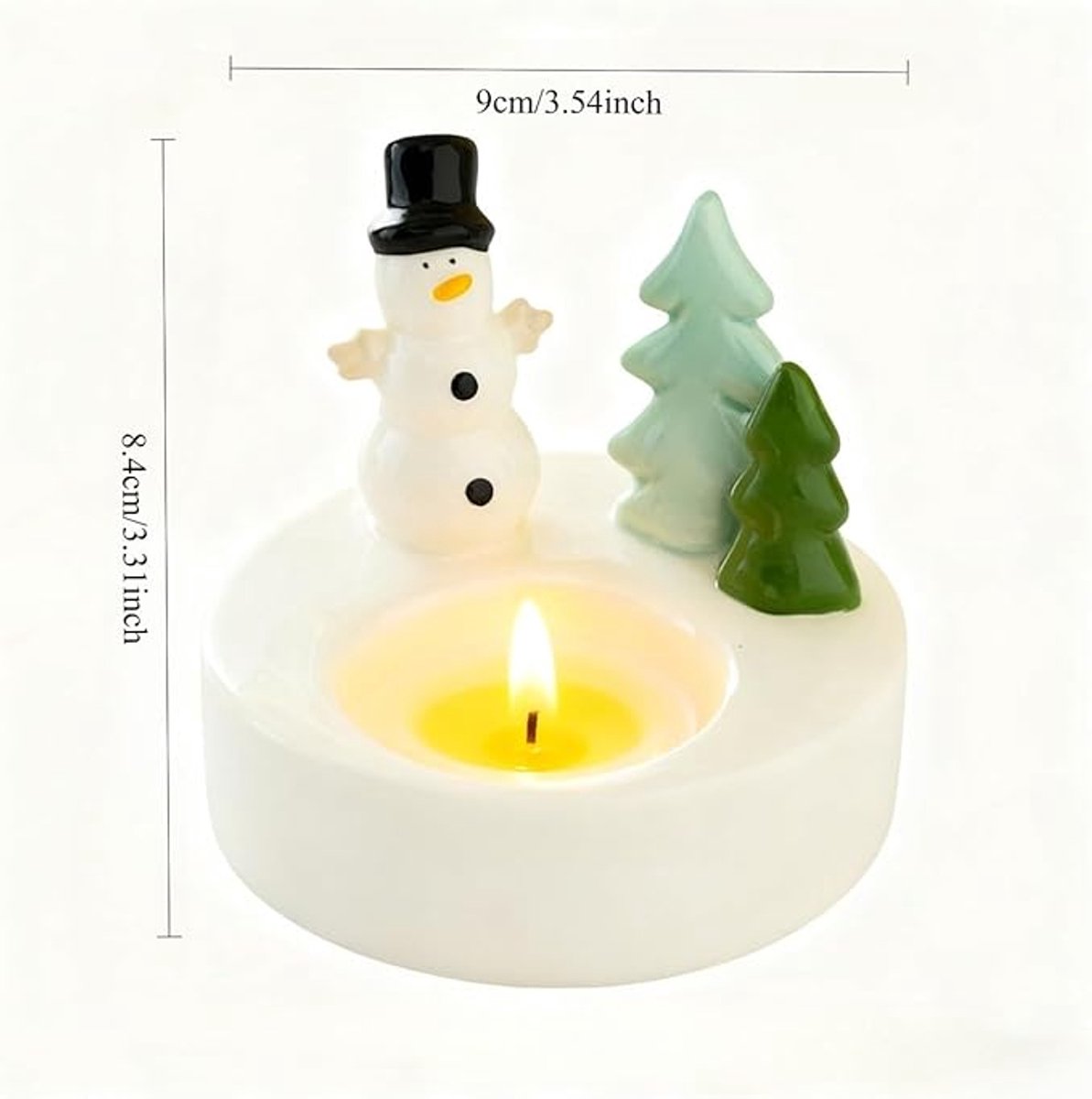 1 Piece - Ceramic Tea Light Holder - Desk Decoration - Snowman Candle Holder - Dining Table Ornament - Farmhouse Winter Decoration (Style 1)