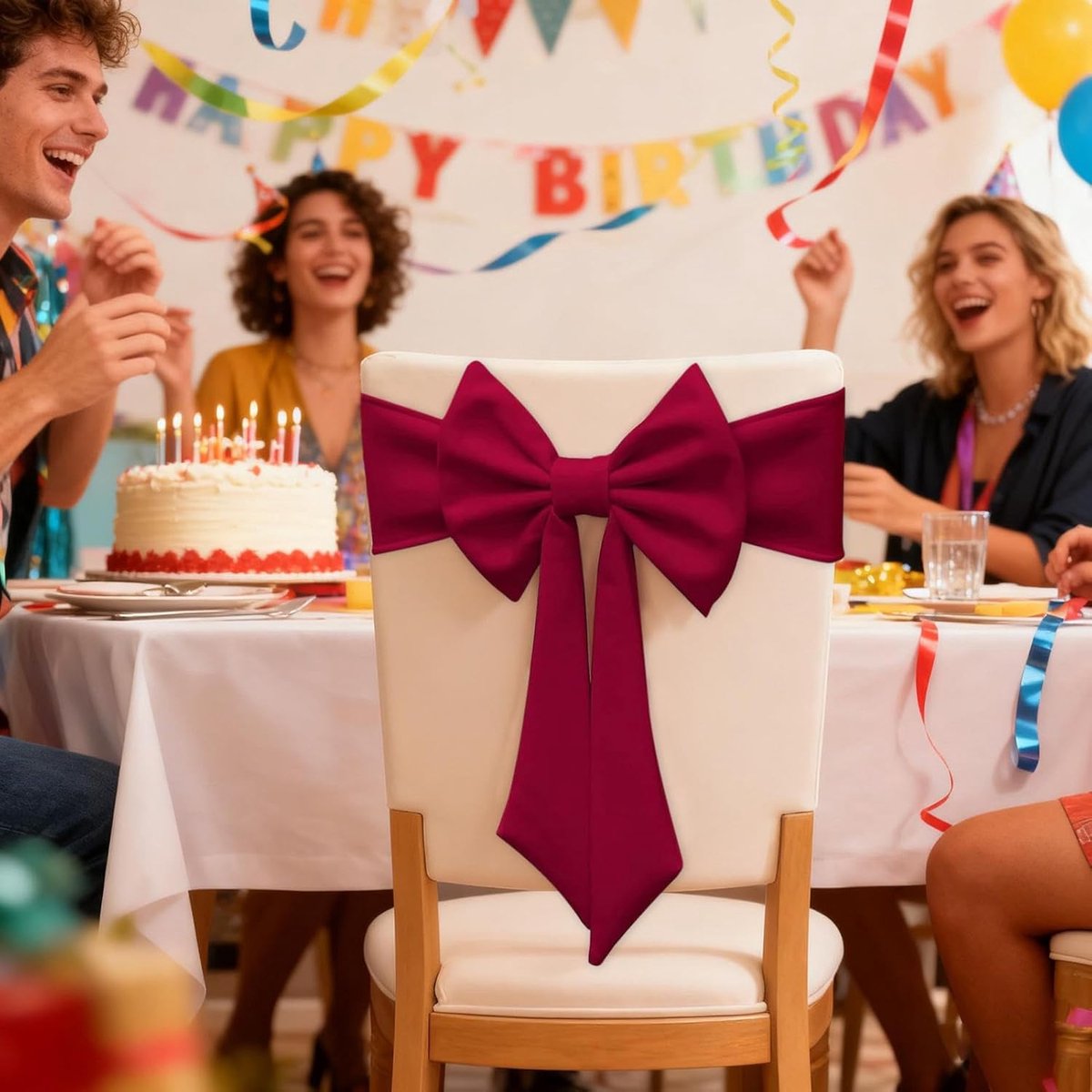 Chair Covers - 2 pieces - Christmas bow on chairs - Christmas accessories - Chair covers for home - Suitable for holidays - Parties - Weddings - Outdoor kitchens - Restaurants - Hotels