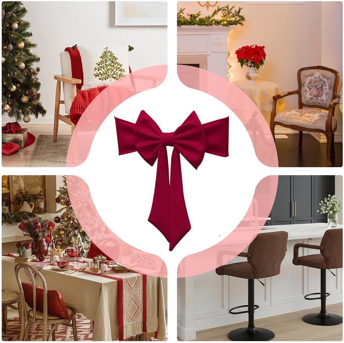 Chair Covers - 2 pieces - Christmas bow on chairs - Christmas accessories - Chair covers for home - Suitable for holidays - Parties - Weddings - Outdoor kitchens - Restaurants - Hotels