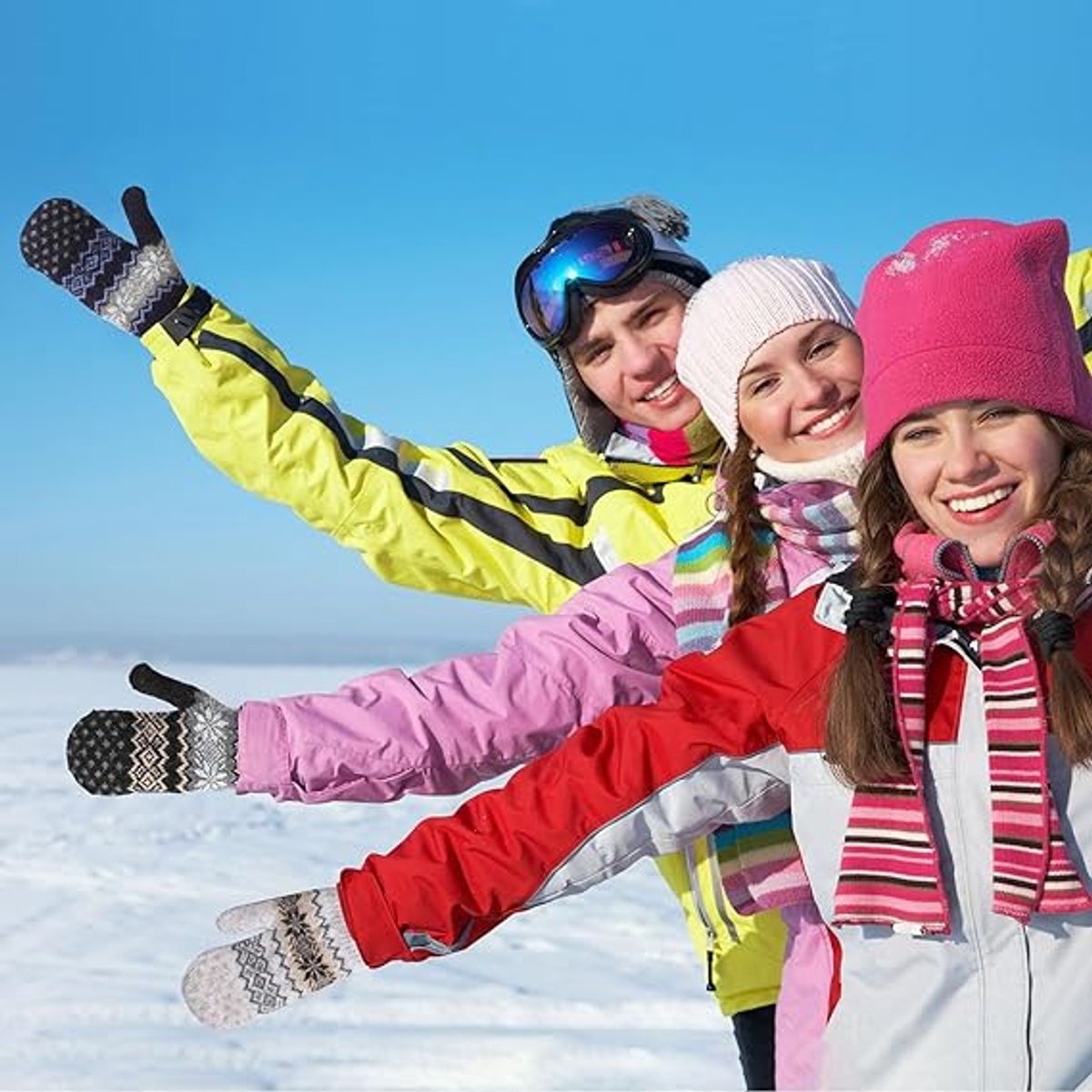 Gloves - Pack of 3 pairs - winter gloves - men's gloves - women's gloves - Knitted imitations - Suitable for cold winter weather (style C)