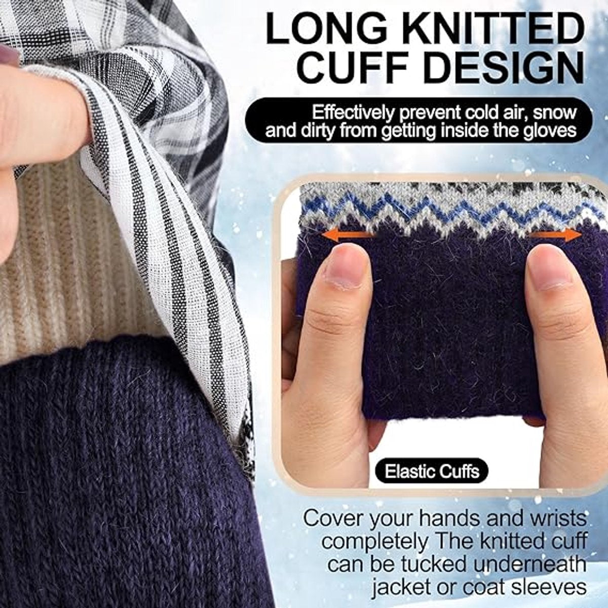 Gloves - Pack of 3 pairs - winter gloves - men's gloves - women's gloves - Knitted imitations - Suitable for cold winter weather (style C)