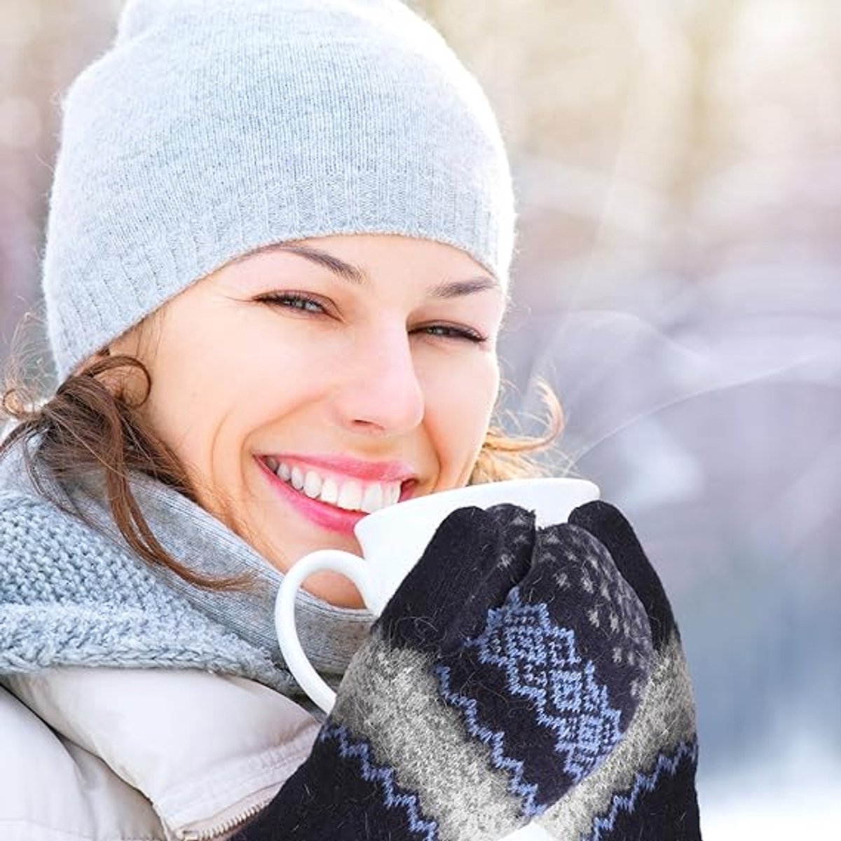 Gloves - Pack of 3 pairs - winter gloves - men's gloves - women's gloves - Knitted imitations - Suitable for cold winter weather (style C)