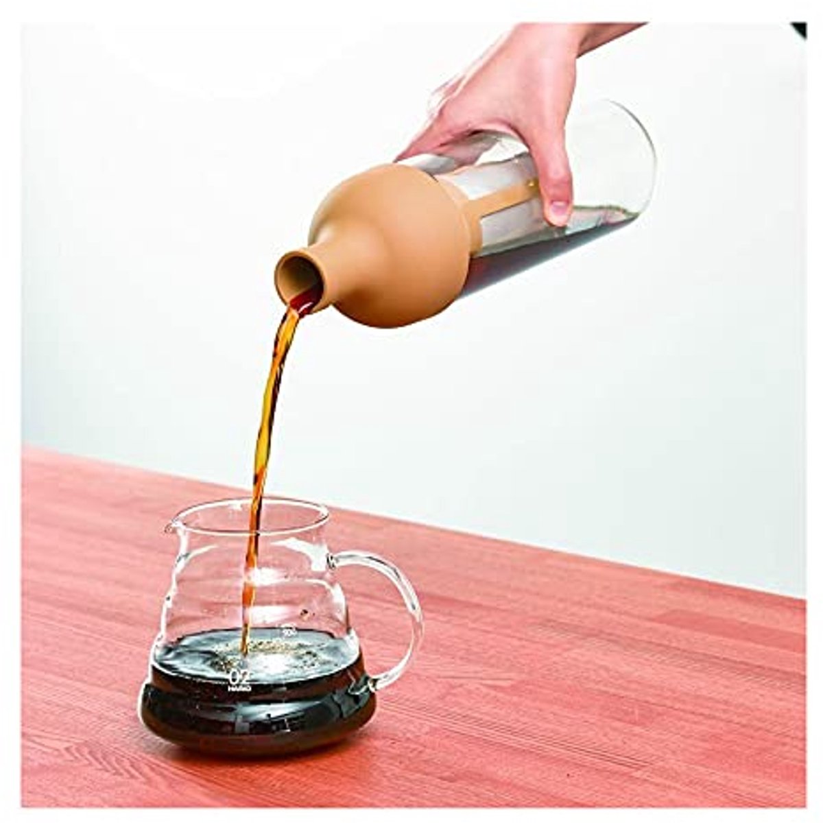 Cold Brew Coffee Pot - 1000 ml Glass Carafe with Infuser - For Iced Coffee & Iced Tea - Easy to Fill and Clean - Khaki