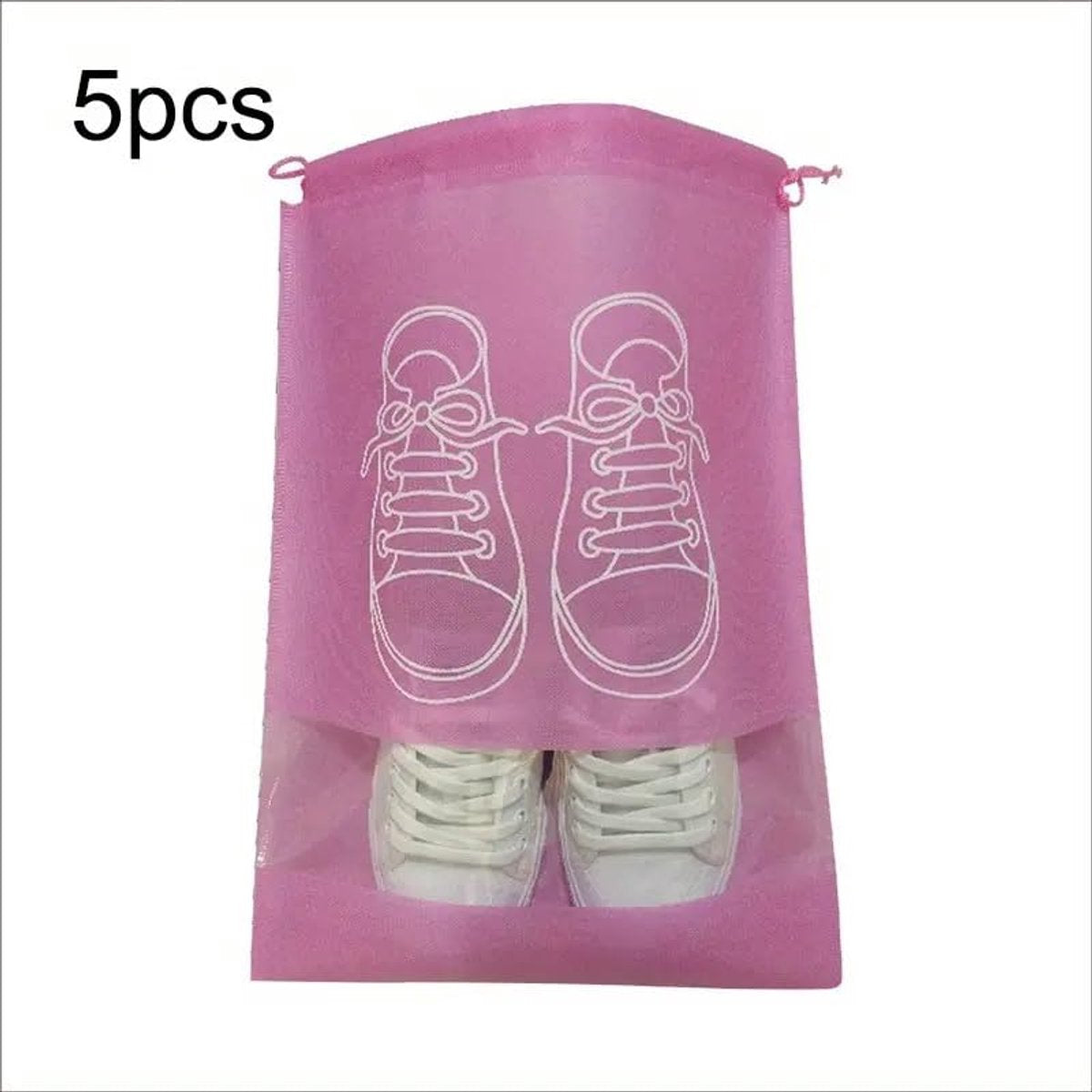 Shoe Bags - Pack of 5 - Shoe Bag - Travel and Storage Bag - Water-Repellent - Travel Organizer - Pink (36*26.5 cm)