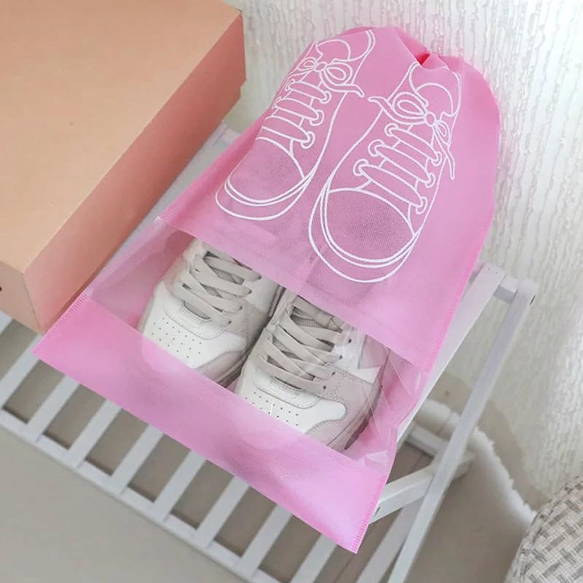 Shoe Bags - Pack of 5 - Shoe Bag - Travel and Storage Bag - Water-Repellent - Travel Organizer - Pink (36*26.5 cm)