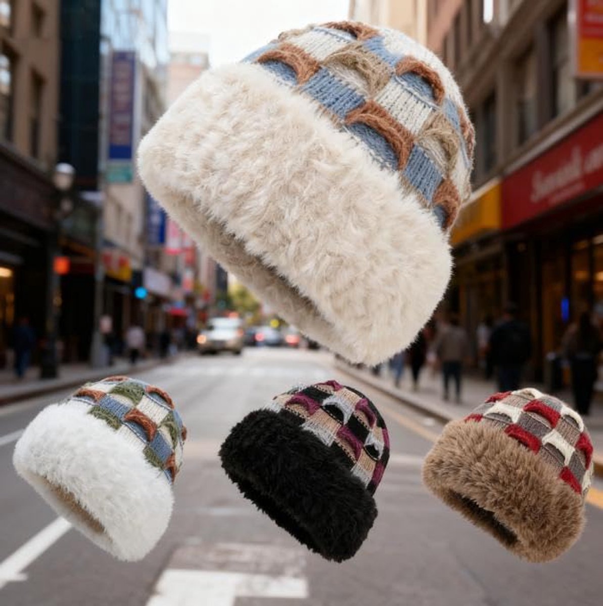 Winter Warm Knitted Hat - Beanie - with Fleece Lining - Unisex - Suitable for Cold Weather（White）