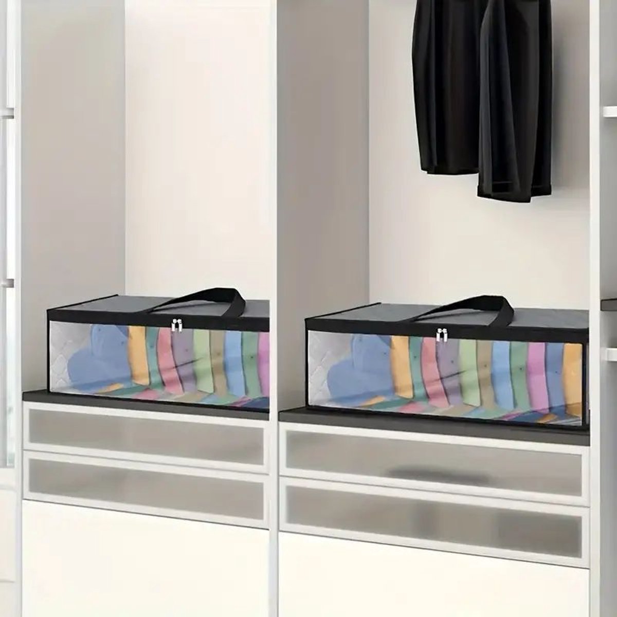 Cap Storage Bag | Set of 2 Storage Bag / Storage Sleeve - for baseball caps and other caps | Cap Organizer with 2 Handles for Closet | Moisture Protection - Gray