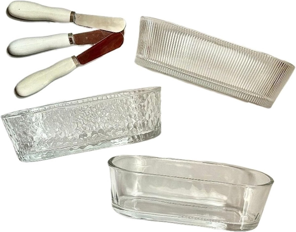 Airtight Containers - Airtight Containers with Butter - Airtight Containers with Cheese - With Butter Knife - Unbreakable Glass Food Containers - With Silicone Sealing Ring - Kitchen Butter Container (Type A)