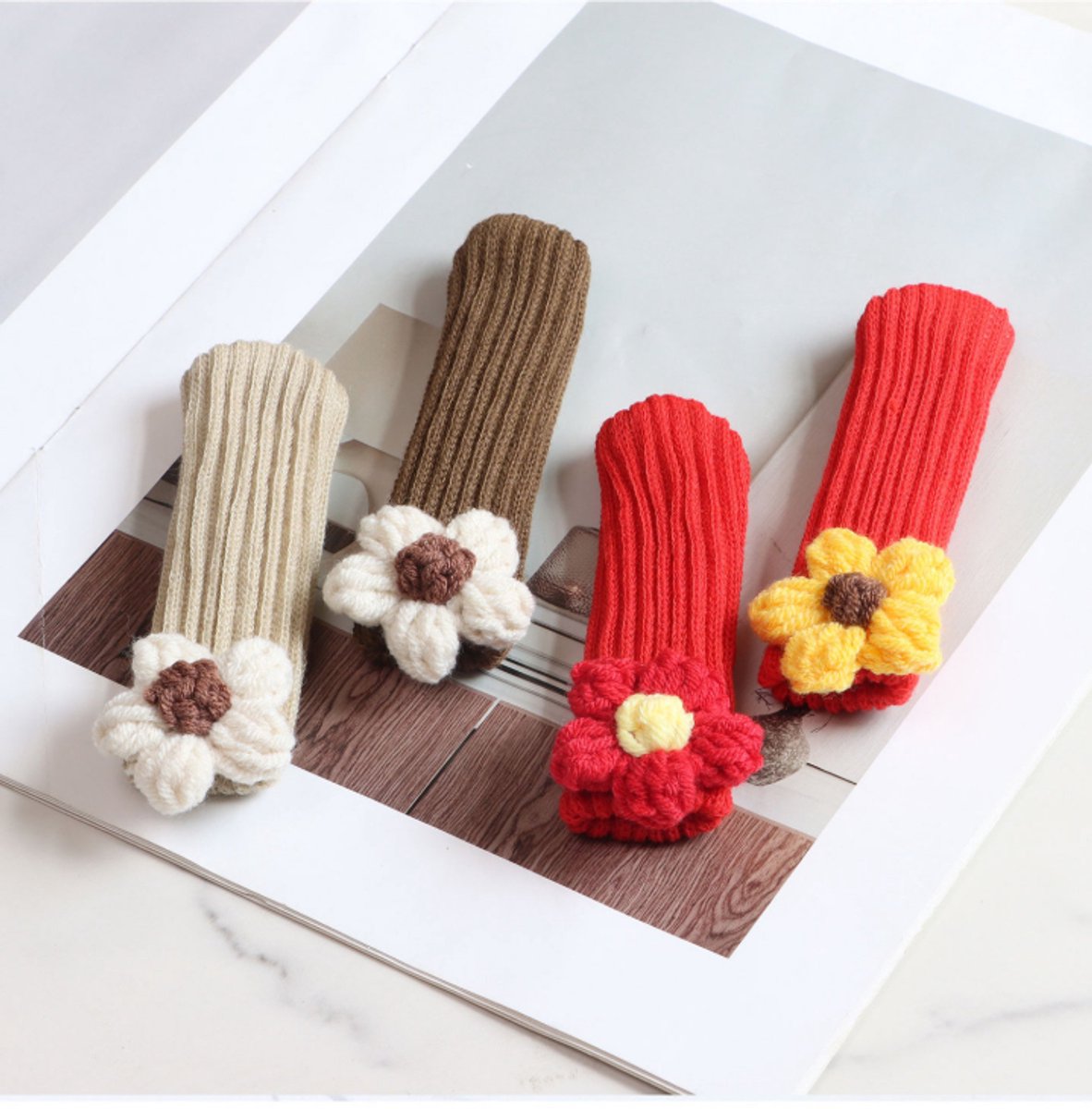 Door Handle Gloves - 4-Piece Set - Knitted Door Handle Gloves - Soft Door Handle Gloves - Warm Door Handle Gloves for Winter