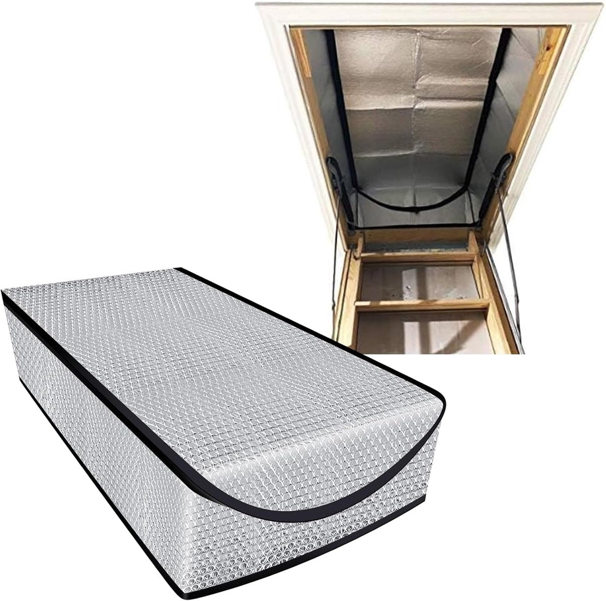 Attic Hatch Insulation Cover 63.5x138 cm - Dust Cover for Attic Hatch - Energy Saving With Zipper - For Stairs - Cool in Summer, Warm in Winter