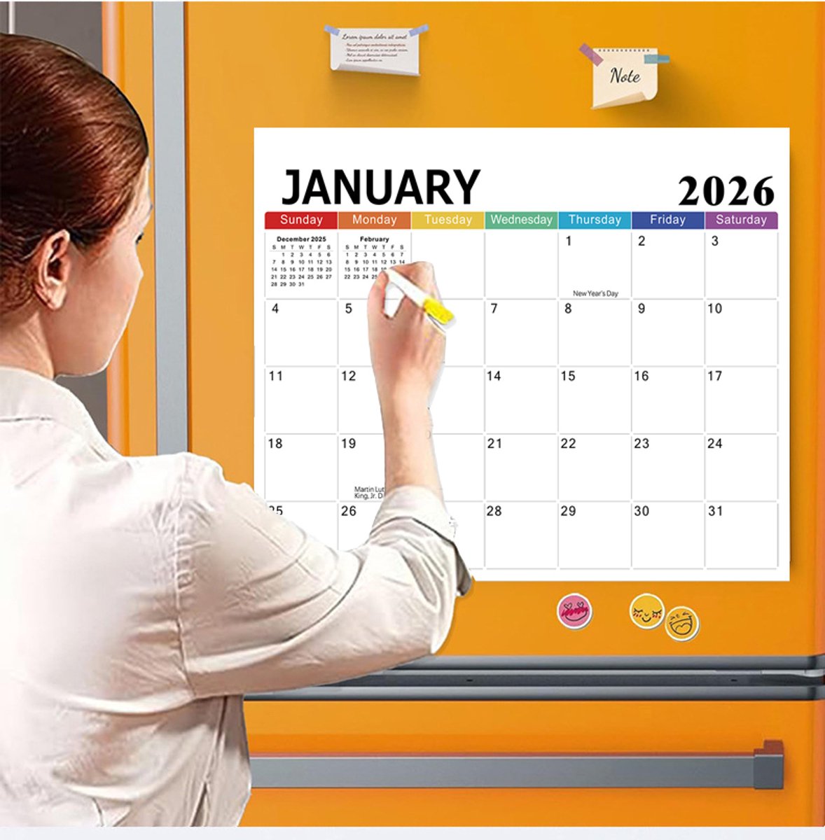 2026-2027 Magnetic Fridge Calendar - Agenda Calendar 2026 - Agenda Calendar 2026 - Calendar 2026 Weekly Calendar - 18 Month Planning Board (Jan 2026 - Jun 2027) - Large Format 30x25 cm - Sustainable Paper