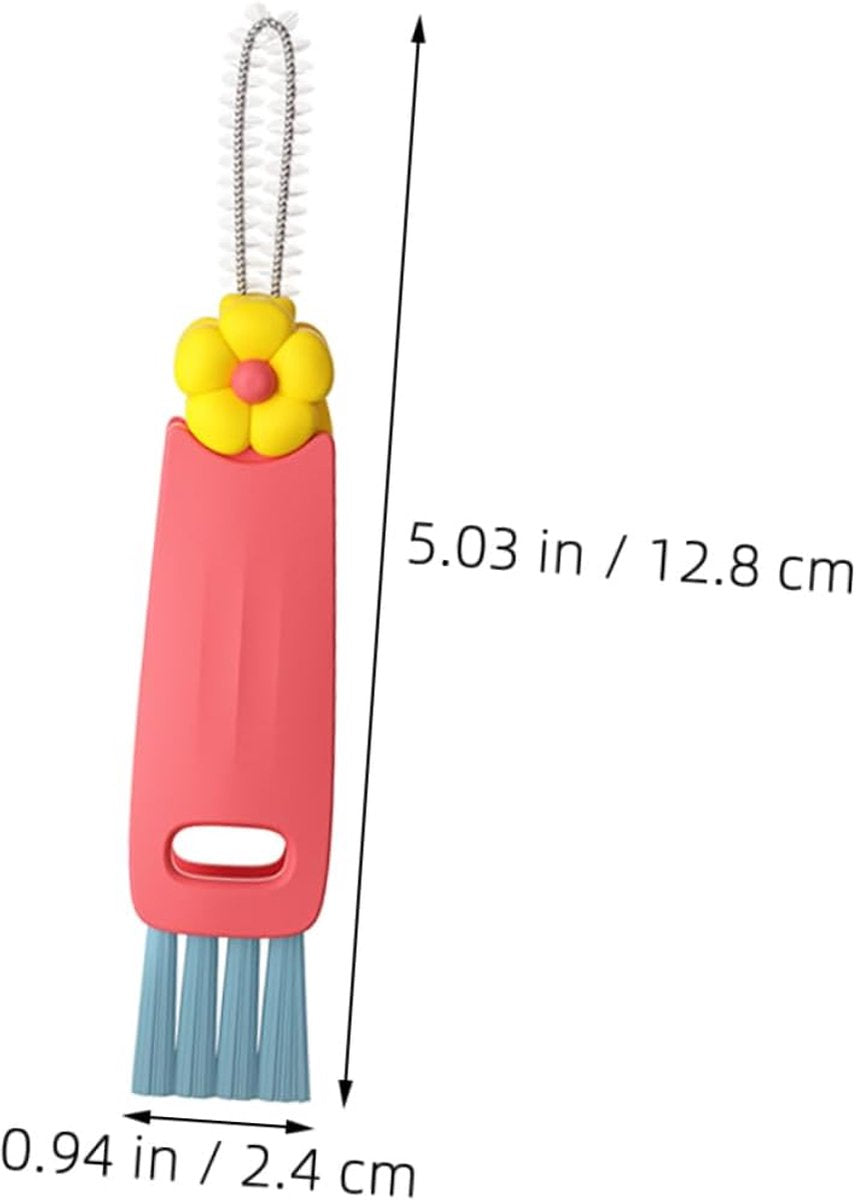 Brush - 3-piece set - Multifunctional cleaning brush - With soft bristles - Suitable for glass lids and bottle caps - Ideal for small spaces and cup accessories