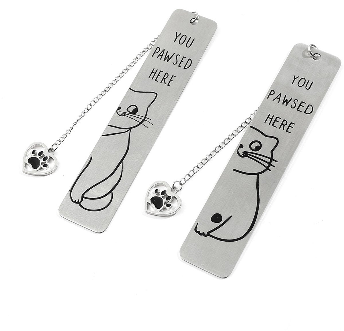 Bookmarks - Set of 2 - Cat Bookmarks - Cute Bookmarks - Bookmark Gifts for Book Lovers - Reading Bookmarks - Gifts for Boys, Girls, Kids &amp; Friends - Cool School Supplies &amp; Reading Gift - Stainless Steel