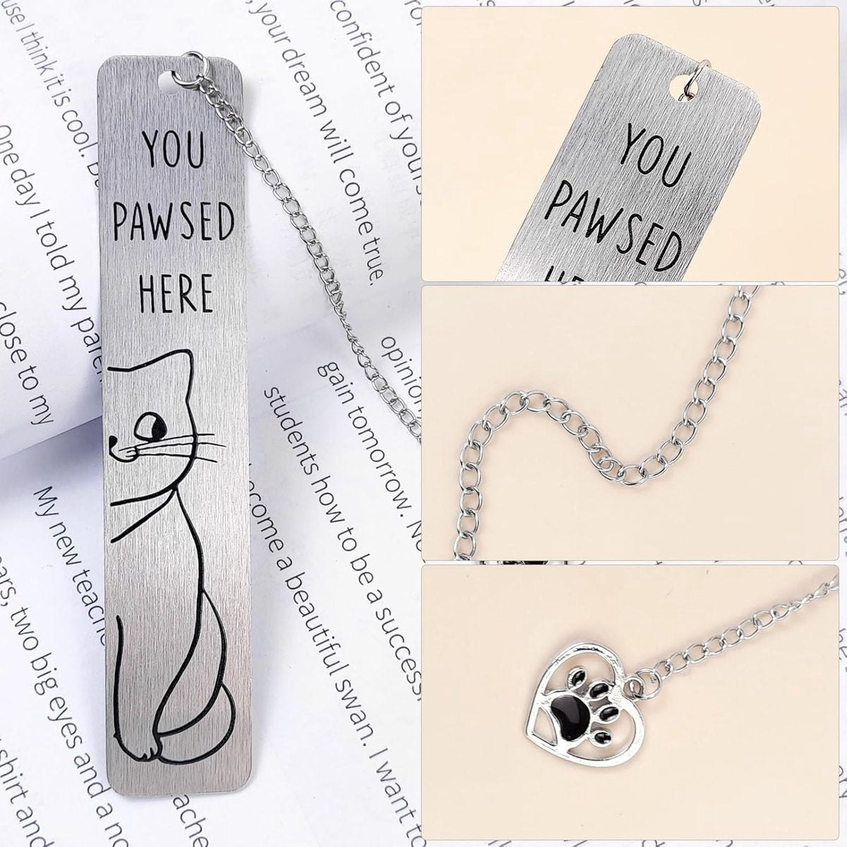 Bookmarks - Set of 2 - Cat Bookmarks - Cute Bookmarks - Bookmark Gifts for Book Lovers - Reading Bookmarks - Gifts for Boys, Girls, Kids & Friends - Cool School Supplies & Reading Gift - Stainless Steel