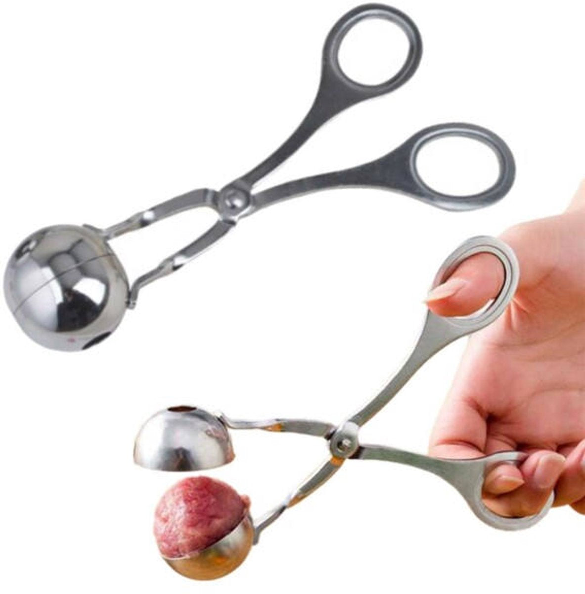 Stainless Steel Meatball Clamps - Pack of 2 - 304 Stainless Steel Meatball Clamps - Meatball Making Tools - Fish Ball Clamps - Round Rice Ball Maker