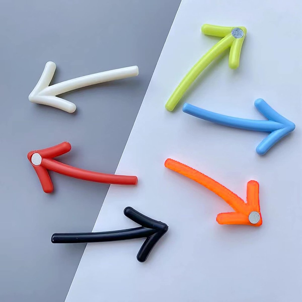 3D Arrow-Shaped Magnetic Notes - Fridge Magnets - 12-Piece Set for Whiteboard & Fridge - 2 Pieces in Each Color