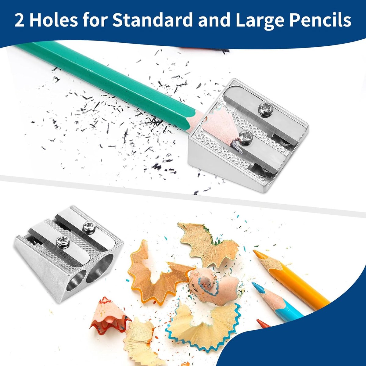 Set of 3 Metal Pencil Sharpeners - Suitable for Children - Colored Pencils - Cosmetics - Lip Liner and Eyeliner - Home - School & Office Supplies