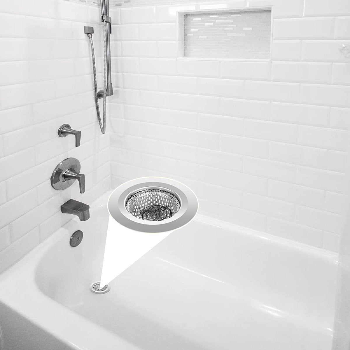 Drain Filter - 2-Piece - 2.79-Inch - Stainless Steel Shower/Bathtub Drain Cover - Bathtub Drain Filter, Suitable for Bathroom Vanities, Sinks, and Floor Drains