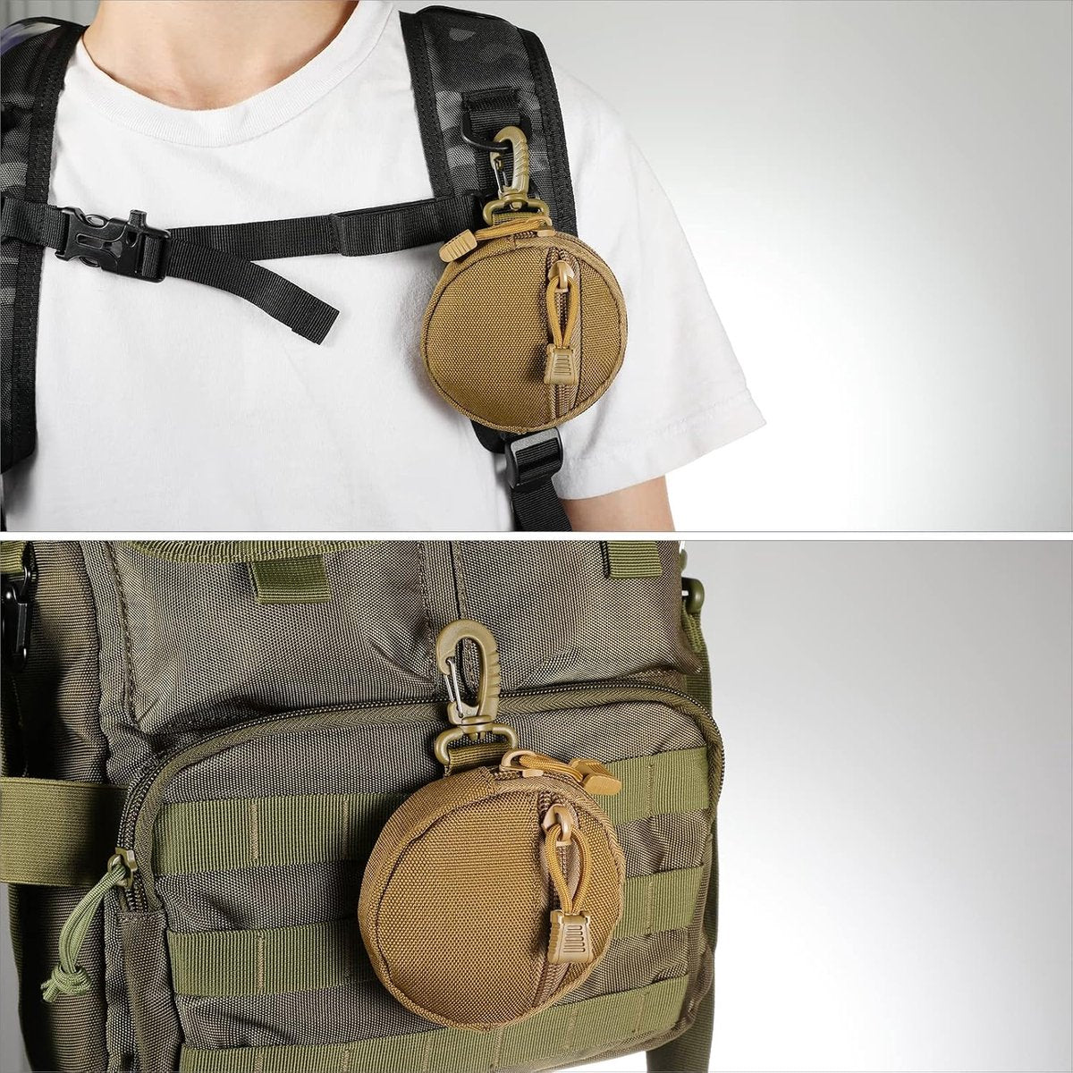 Storage Bag - Accessory Organizer - Compact Wallet for Daily Use - Suitable for Travel, Sports, Running, Camping and Other Indoor and Outdoor Activities - Set of 2 (Khaki)