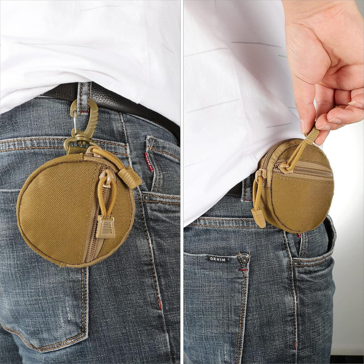 Storage Bag - Accessory Organizer - Compact Wallet for Daily Use - Suitable for Travel, Sports, Running, Camping and Other Indoor and Outdoor Activities - Set of 2 (Khaki)