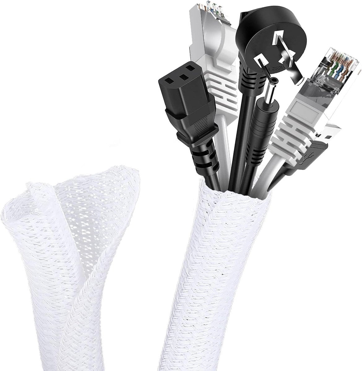 Cable Tray - Self-closing cable tray - Suitable for 13-22mm sheathed cables - Conceals cables, cut to size - Suitable for cable protection in TV cables, offices, homes, cars, etc. - 3 pieces - 2M each (white)