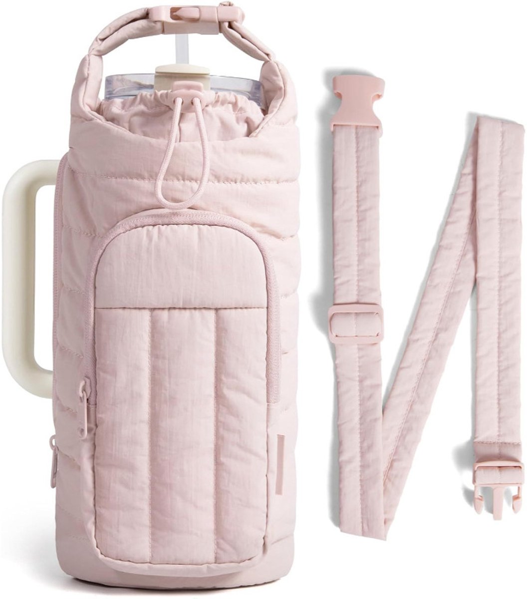 Handbag - Bottle Holder - Suitable for 950ml/1200ml water bottles - With shoulder strap and phone pocket - Unisex - The perfect companion for hiking and camping trips (Light Pink)