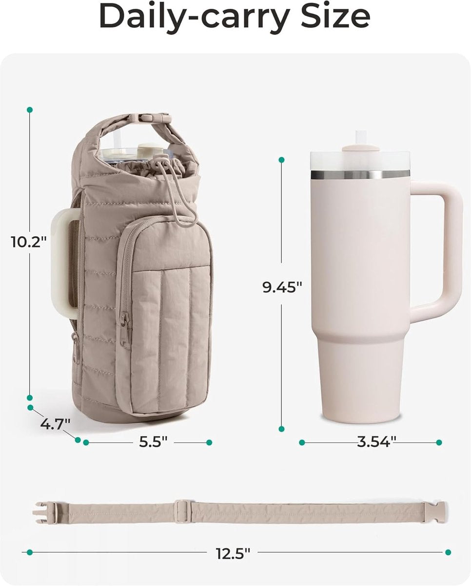 Handbag - Bottle Holder - Suitable for 950ml/1200ml water bottles - With shoulder strap and phone pocket - Unisex - The perfect companion for hiking and camping trips (Light Pink)