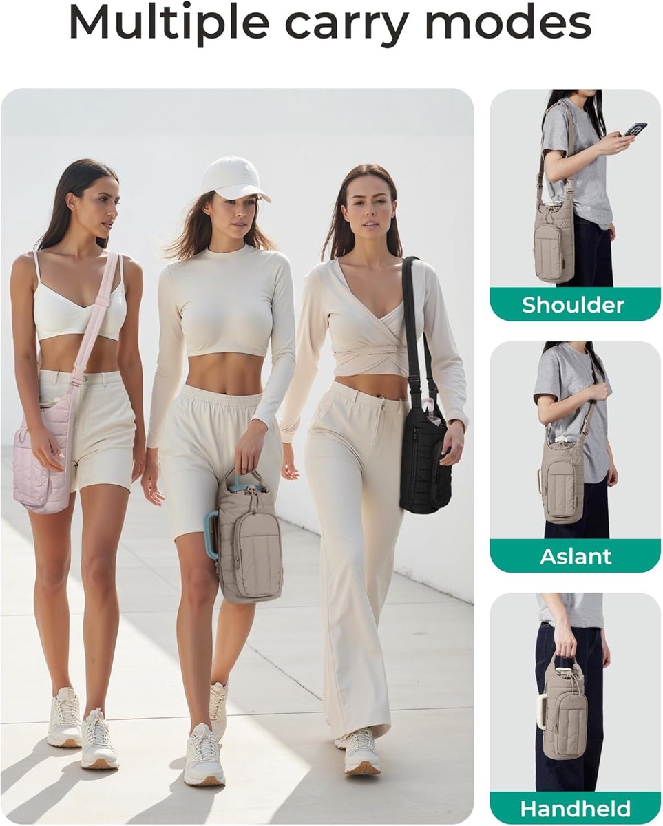 Handbag - Bottle Holder - Suitable for 950ml/1200ml water bottles - With shoulder strap and phone pocket - Unisex - The perfect companion for hiking and camping trips (Light Pink)