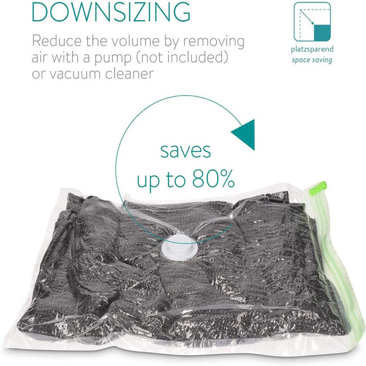 Vacuum Bags for Clothes - Set of 4 - with Manual Inflation Function - 120x100cm