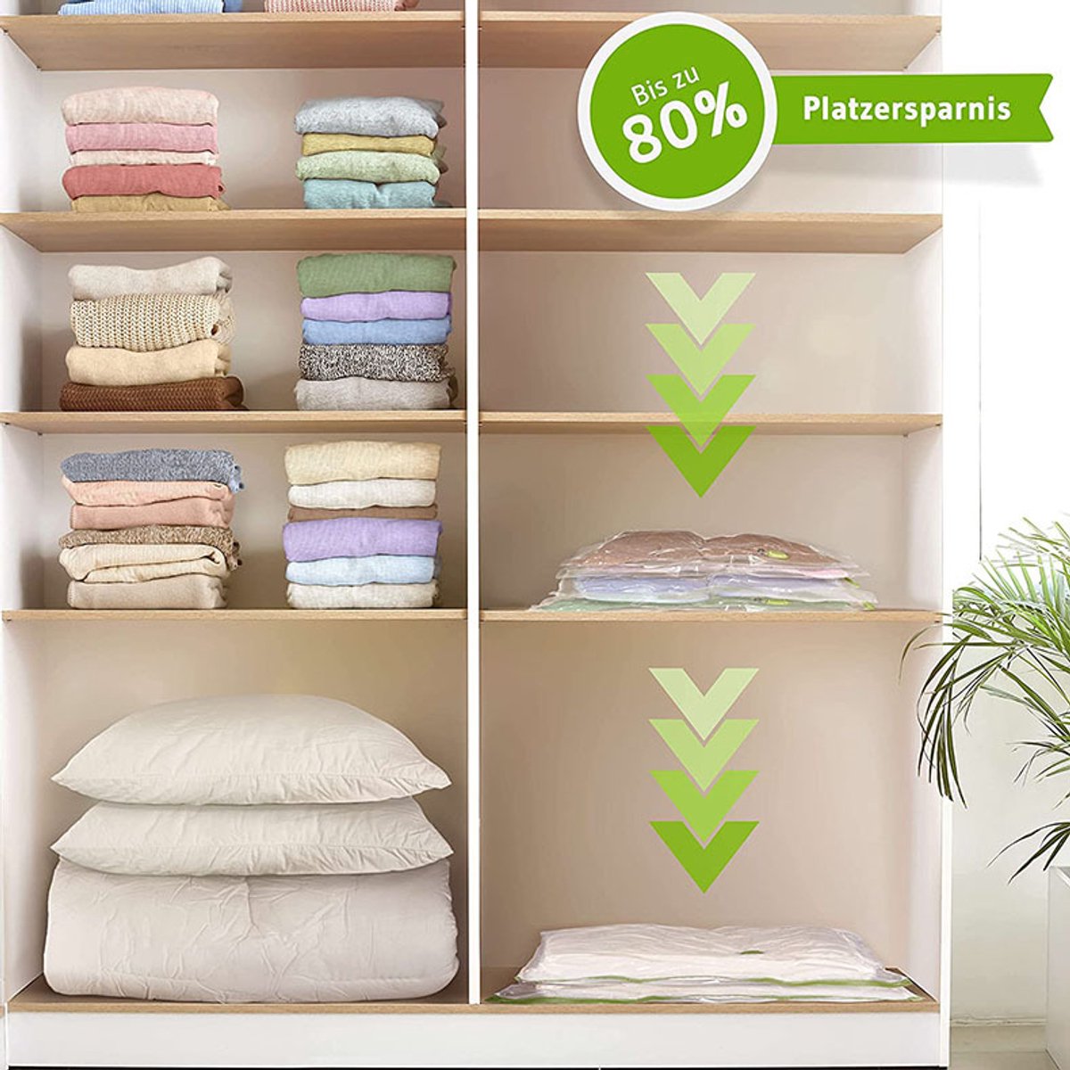 Vacuum Bags for Clothes - Set of 4 - with Manual Inflation Function - 120x100cm