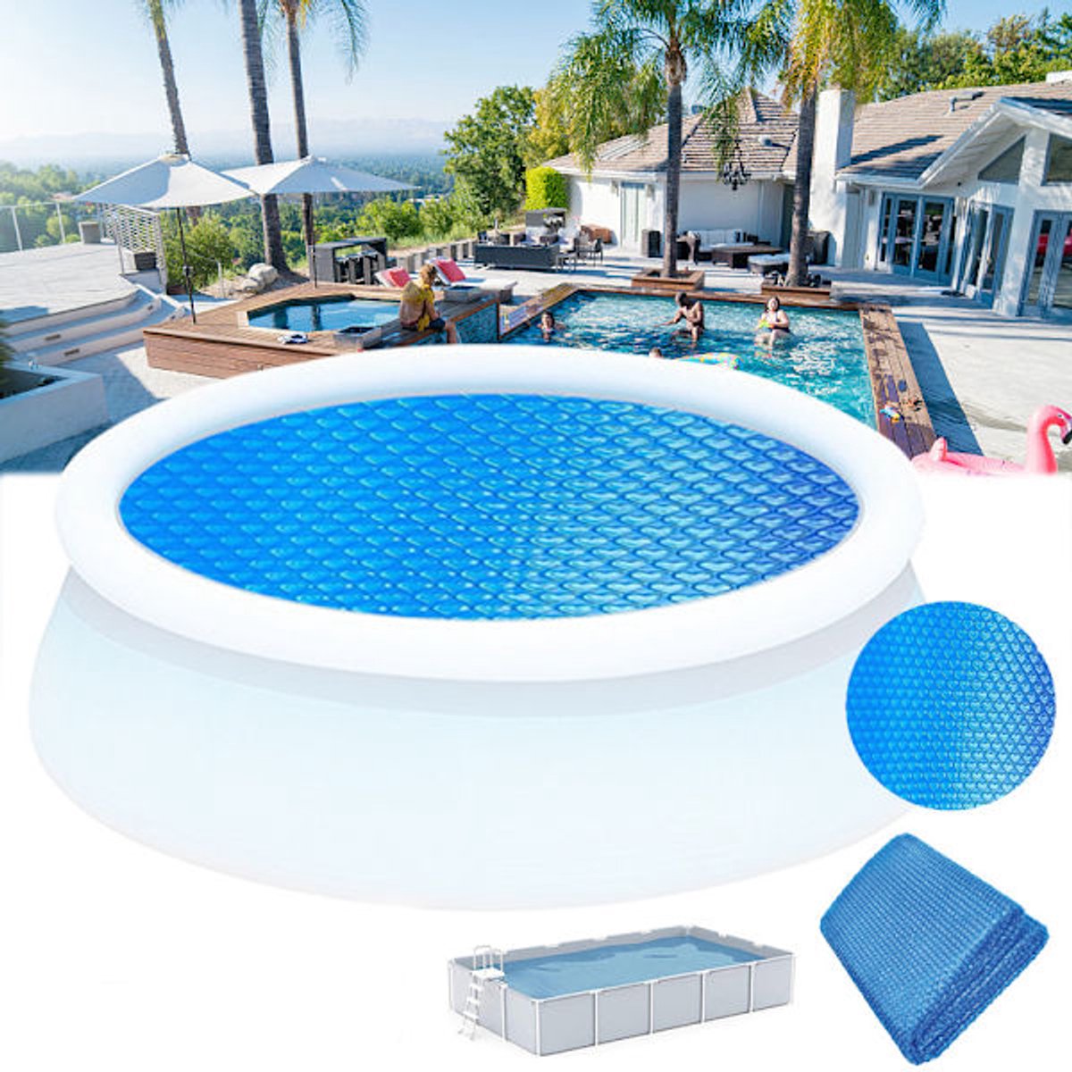 Insulation foil for outdoor pools - 2.4 m diameter - Blue - 1 piece