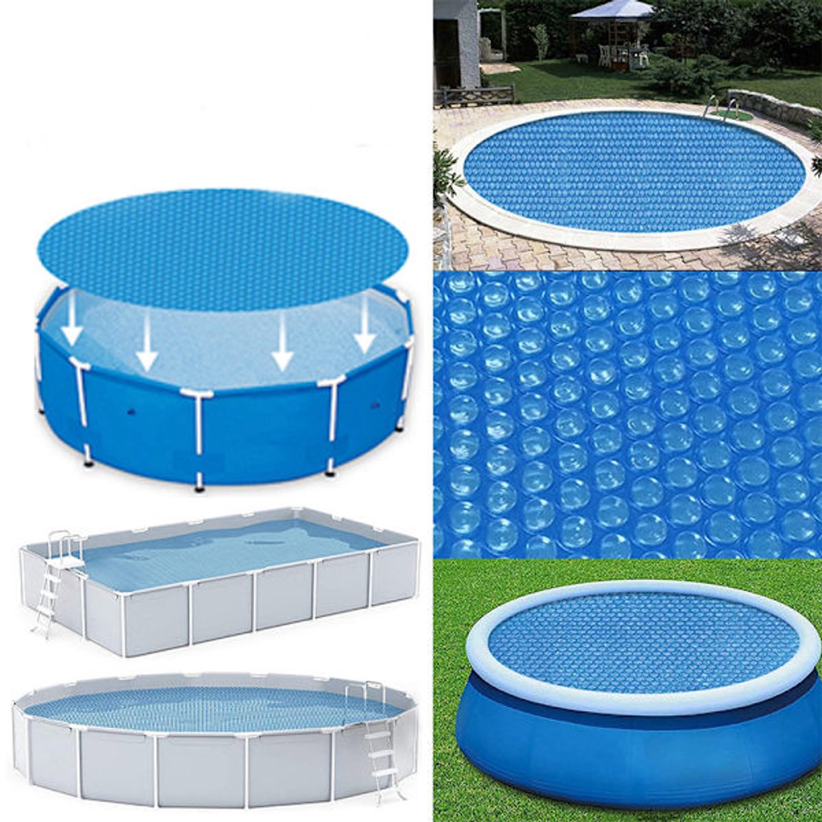 Insulation foil for outdoor pools - 2.4 m diameter - Blue - 1 piece
