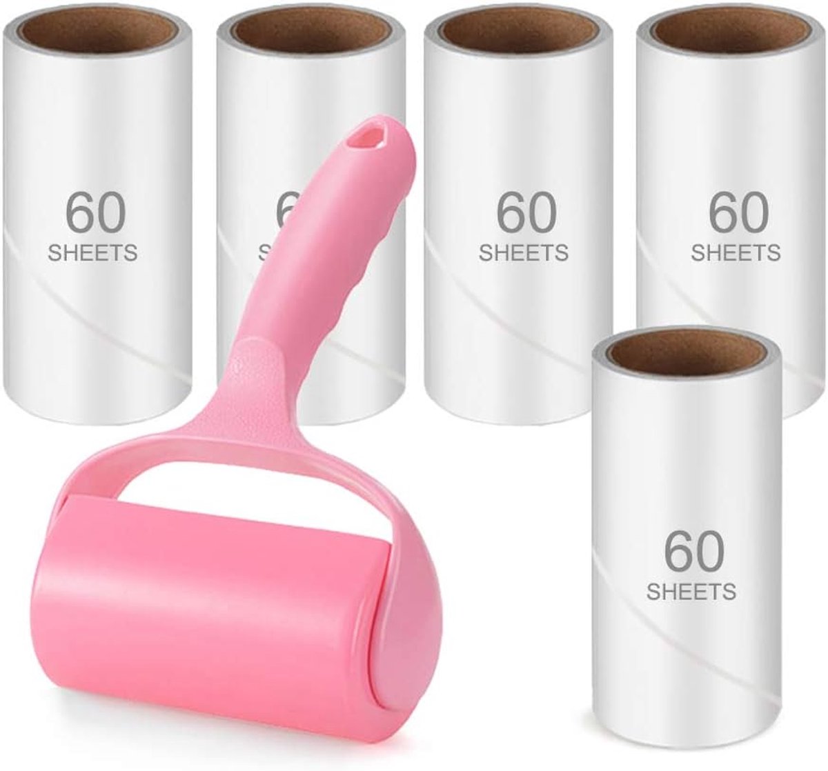 300 Sheet Lint Roller - Pet Hair Remover - Super Sticky Lint Remover Brush - Clothes Cleaner Roller - 1 Roller + 5 Refills