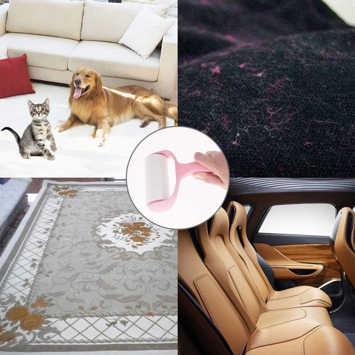 300 Sheet Lint Roller - Pet Hair Remover - Super Sticky Lint Remover Brush - Clothes Cleaner Roller - 1 Roller + 5 Refills