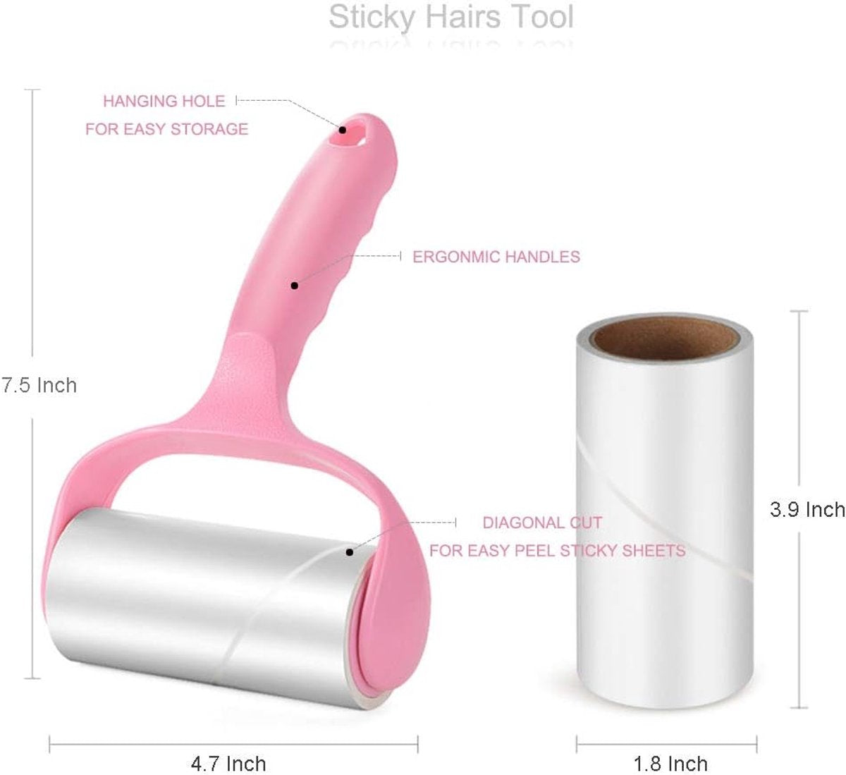 300 Sheet Lint Roller - Pet Hair Remover - Super Sticky Lint Remover Brush - Clothes Cleaner Roller - 1 Roller + 5 Refills