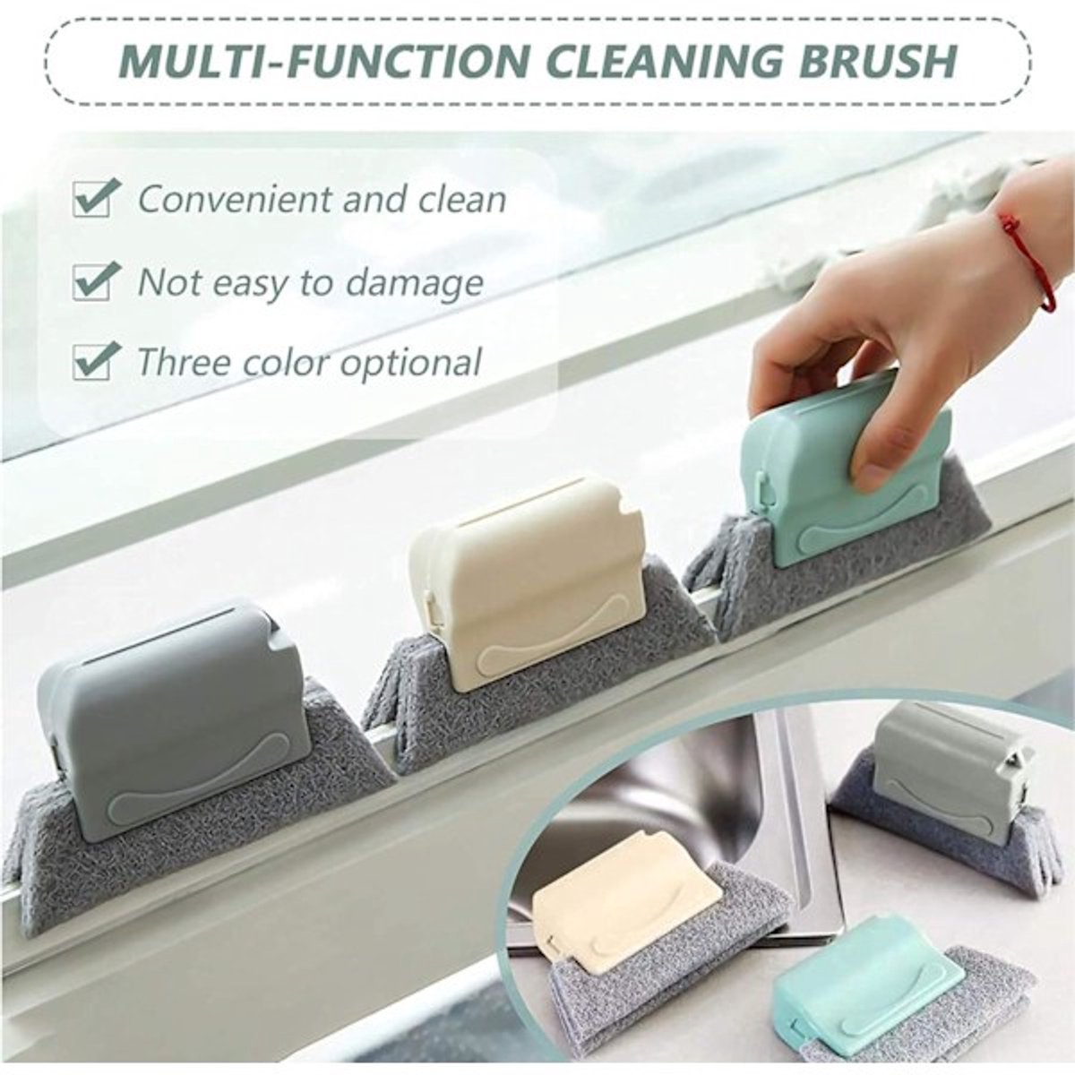 Window Cleaning Brushes - For every nook and cranny - 3-pack - Groove cleaning