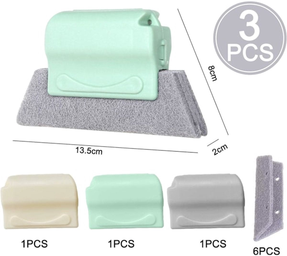 Window Cleaning Brushes - For every nook and cranny - 3-pack - Groove cleaning