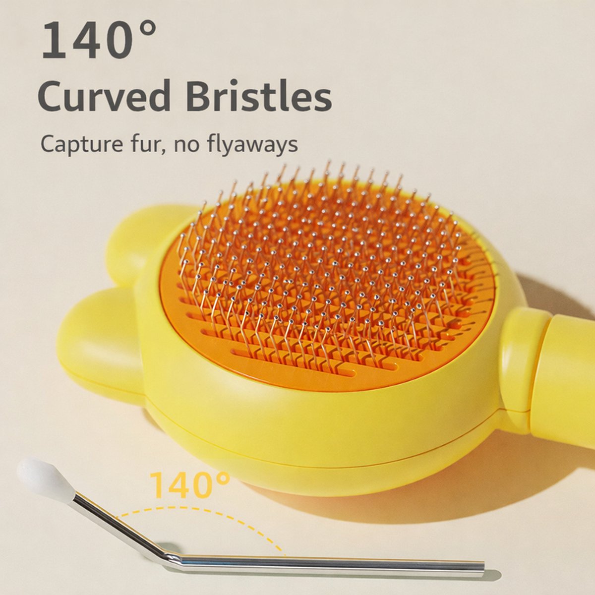 Pet Comb for Cats - Silicone Grooming Brush - For Long and Short Hair Coats - Fun Tools for Removing Pet Hair - Yellow