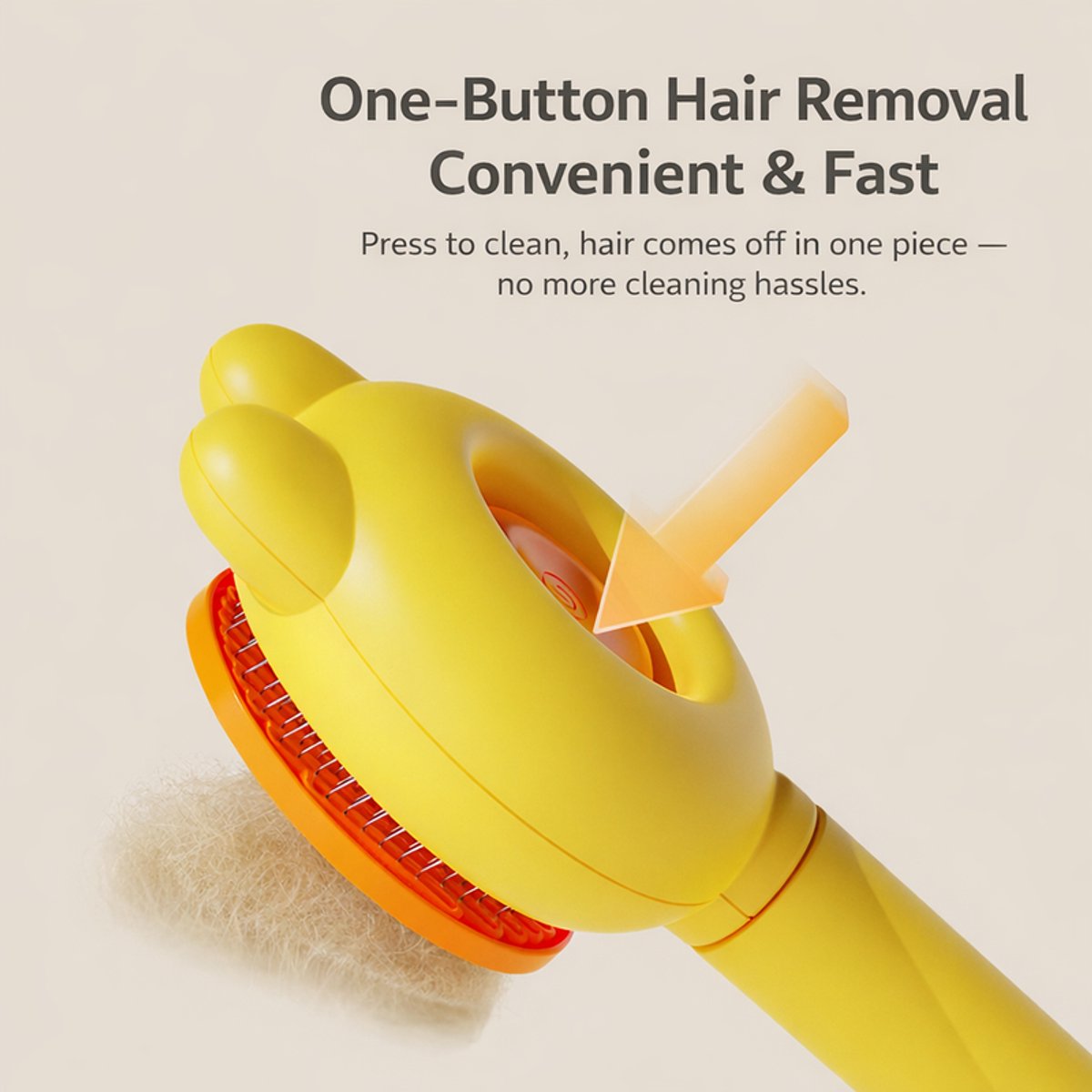 Pet Comb for Cats - Silicone Grooming Brush - For Long and Short Hair Coats - Fun Tools for Removing Pet Hair - Yellow