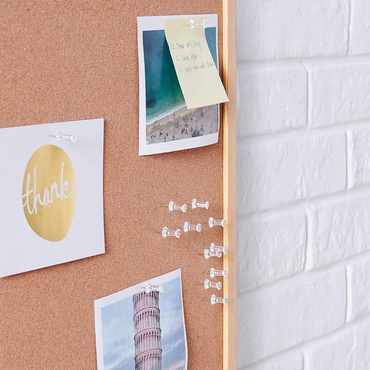 Set of 200 Transparent Push Pins - 11mm Long - Suitable for noticeboards, cards, posters and craft projects