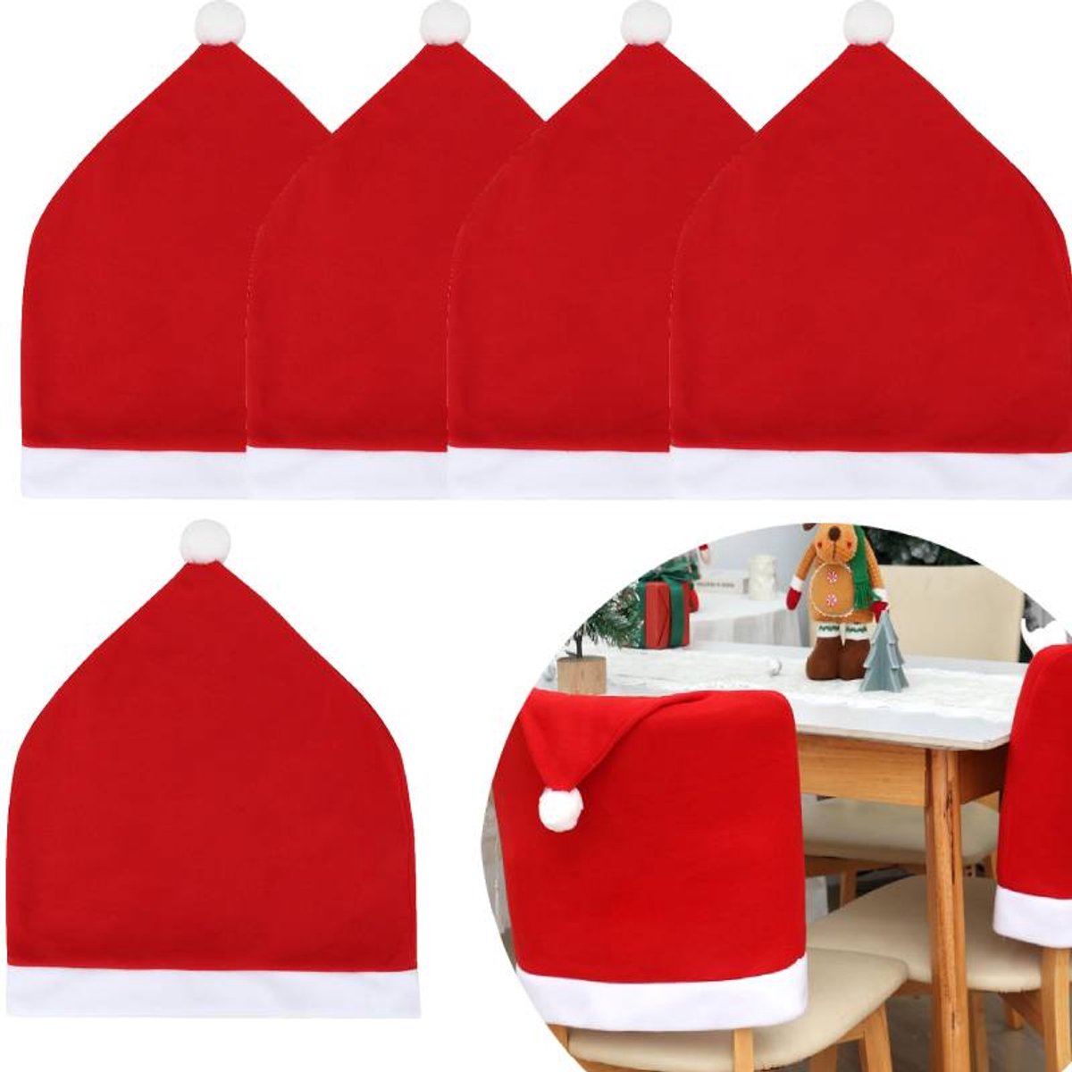 Chair Covers - Set of 5 - Christmas Chair Covers - Red Chair Covers - Christmas Chair Covers - Christmas Decorations