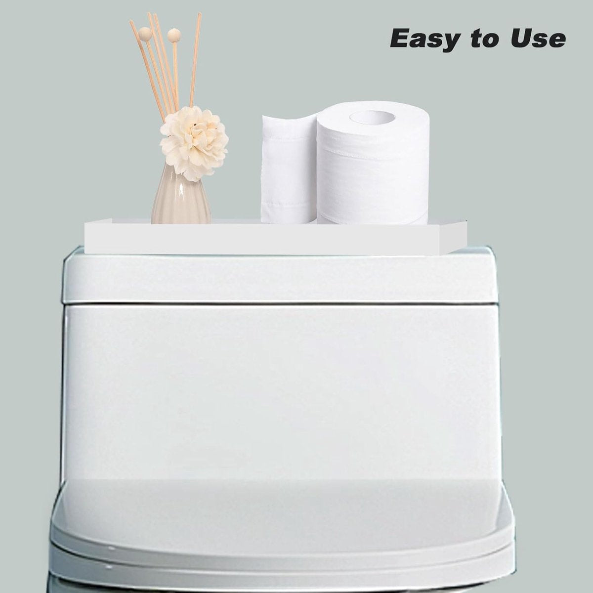 Tray - Two-piece set - Dressing table tray - Bathroom storage tray - Cosmetics storage tray - Bathroom storage box - Suitable for storing candles, soap, towels, perfume, etc. - White - 20x10x1.8 cm